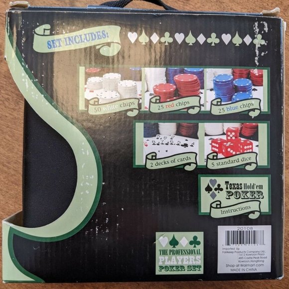 Pro Players Poker Set - 100 Chips - 5 dice - 2 card decks - Carrying Case * New - Picture 2 of 4